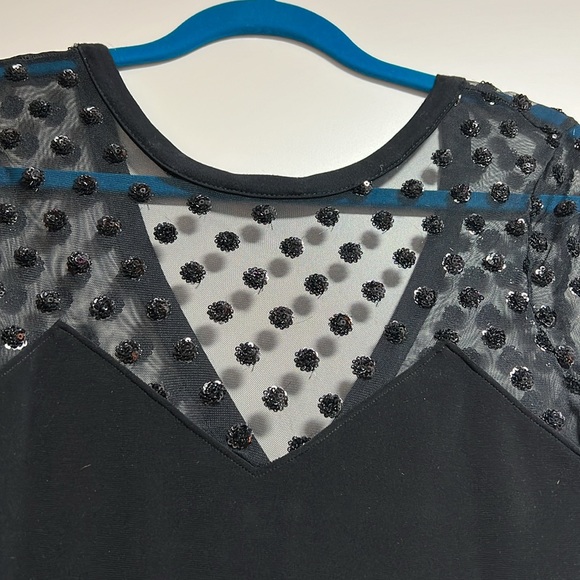 Topshop Black Mesh Sequin Polka Dot Bodycon Dress - Picture 6 of 14